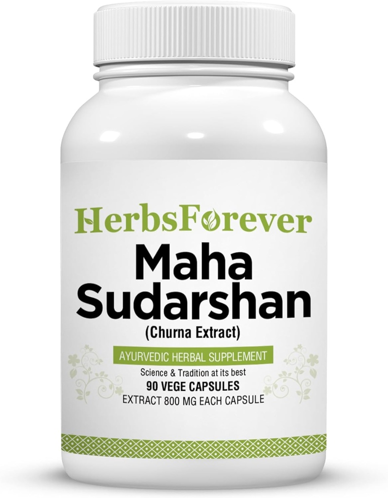 Herbsforever Maha Sudarshan Capsules | Ayurvedic Herbal Formula Immune Support & General Wellness | 90 Vegetarian Capsules, 800 mg Her | Natural Herbal Supplement