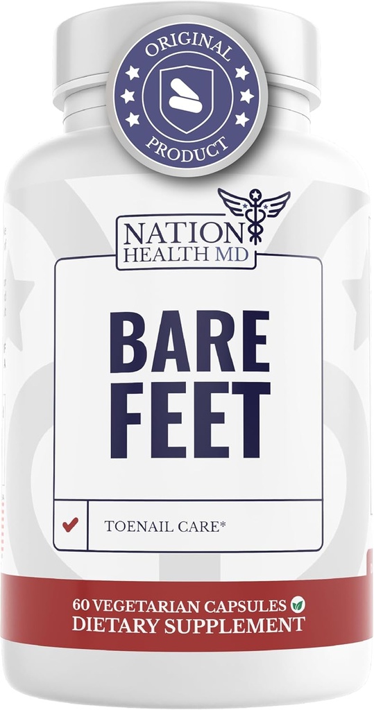 Bare Feet - Toenail Care - Vitamin C, Oregano Toz ve Daha Fazlası - Nail onarımı, Büyüme ve Nail Bakım - Ayak Sağlığı, 60 Capsules