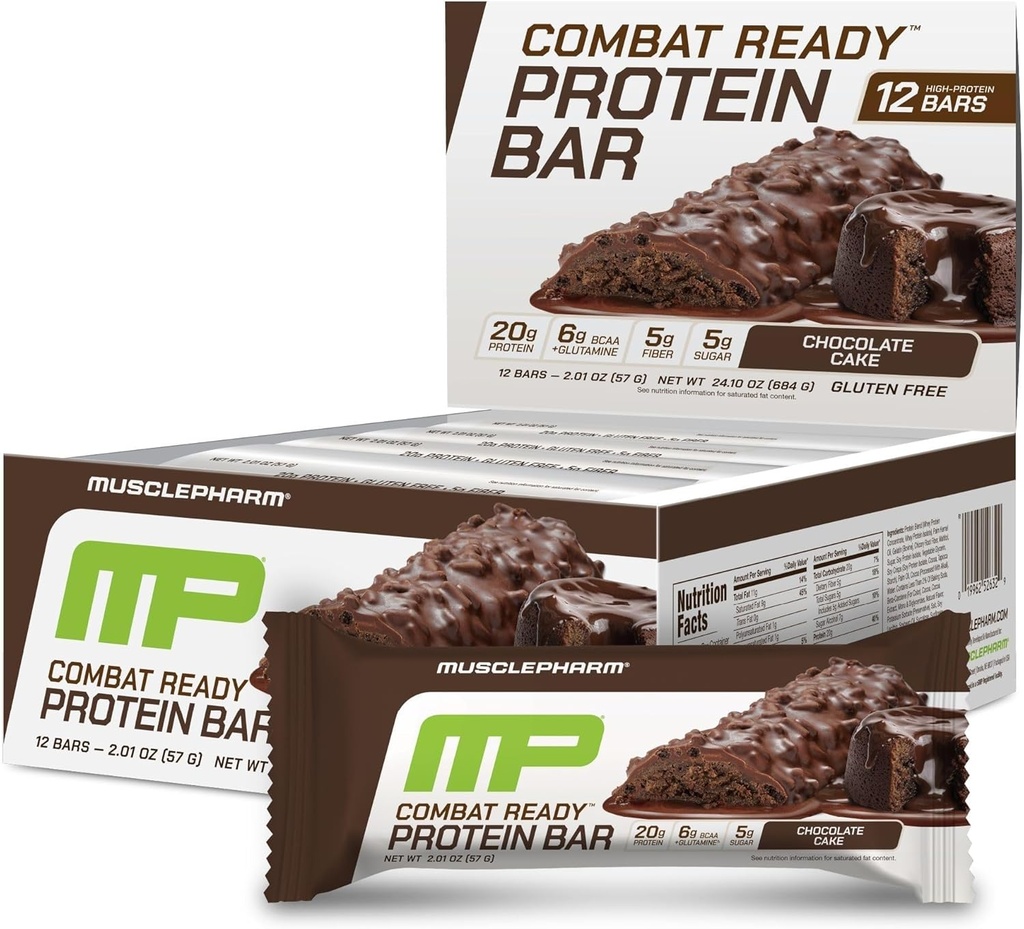 KasPharm Sport Bar, Chocolate Cake Flavor High protein Bars, Combat Cravings, Yakıt Performansı ve Enerji Talepleri, Whey proteininden 20g Protein, 5g Fiber, Gluten Free, 12 Bars