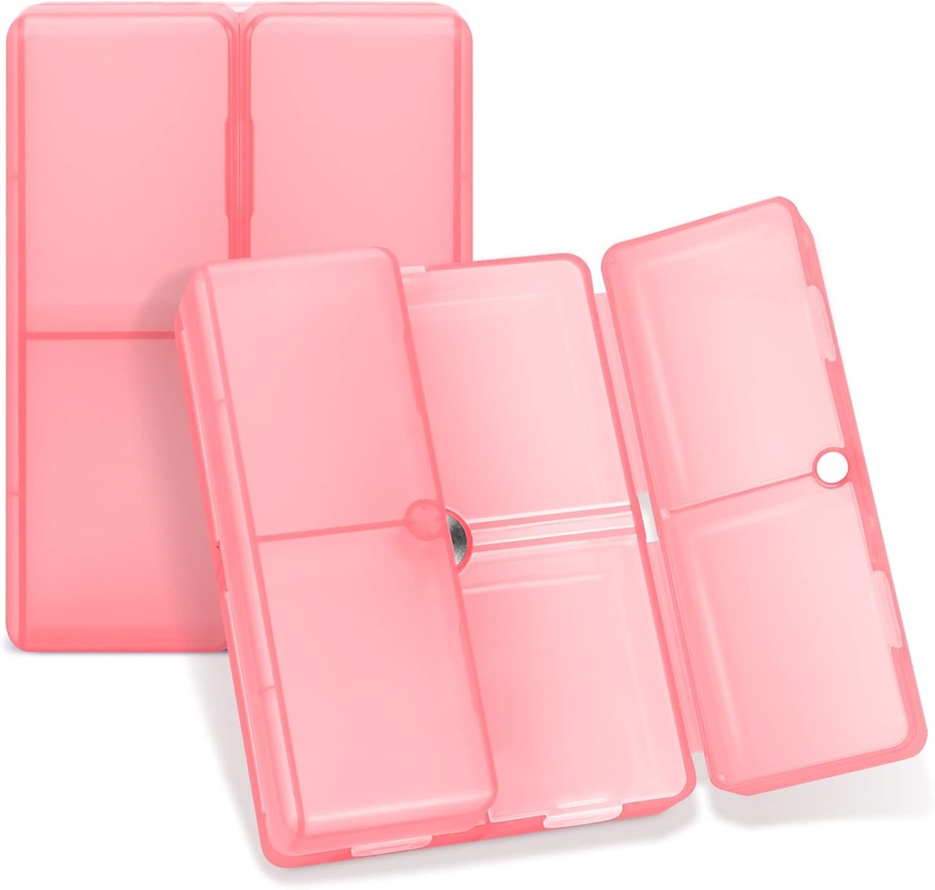 FYY Daily Pill Organizer, 7 Karşılaştırmalar Portre Pill Case Travel Pill Organizer, [Folding Design] Pill Box for Purse Pocket to Hold Vitamins,Cod Liver Oil,Supplements and Drug-Clear Red