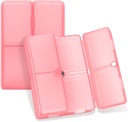 FYY Daily Pill Organizer, 7 Karşılaştırmalar Portre Pill Case Travel Pill Organizer, [Folding Design] Pill Box for Purse Pocket to Hold Vitamins,Cod Liver Oil,Supplements and Drug-Clear Red