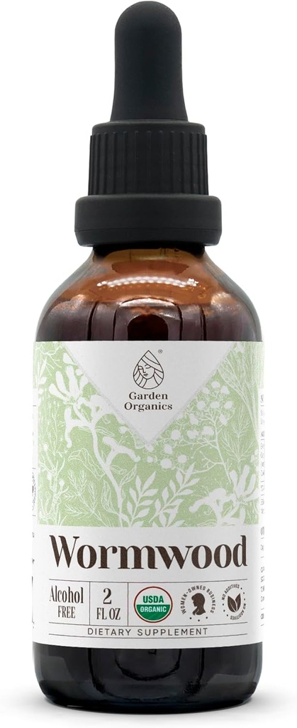 Wormwood USDA Organik Alkol Ücretsiz Ekstraksiyon | Diyetsel Tamam, Yüksek Yeterlilik Tincture | Doğal sertifikalı Organik Wormwood (Artemisia Absinthium)