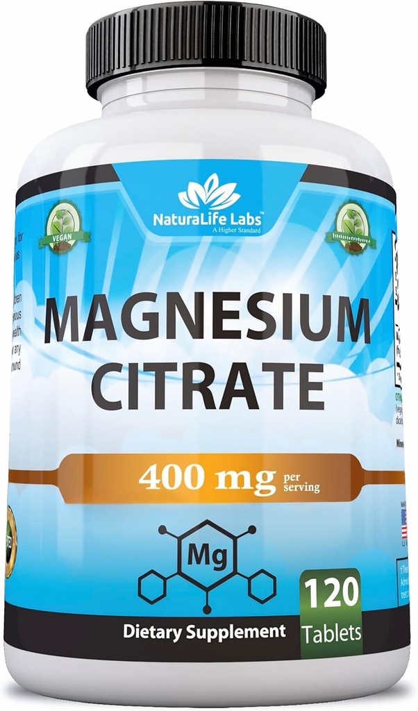 Magnezyum Citrate 400 mg per Service – 120 Tablet, Vegan, Non-GMO