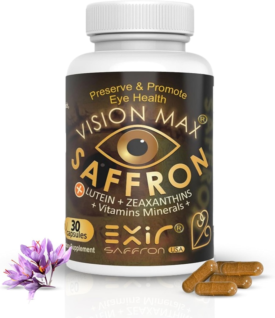 Saffron, Zeaxanthin, Lutein Διατροφικό συμπλήρωμα ματιών - Βελτίωση της υγείας των ματιών, 30 κάψουλες
