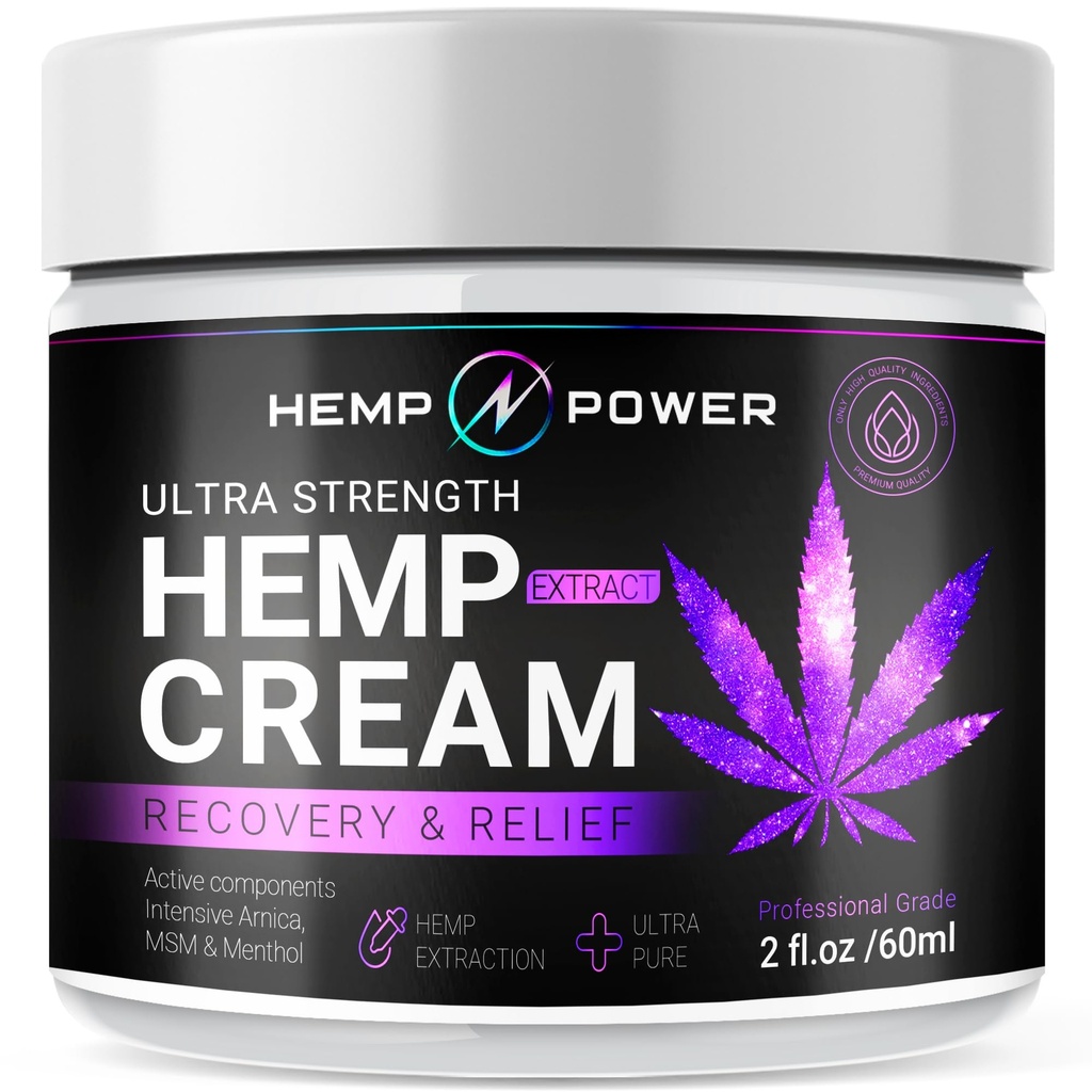 Hemp Power Common Muscle Relief Cream Cream, Hemp, Menthol, MSM Arnica, Back, Muscles, Ortaklar, Boy, Omuzlar, Dizler, Nerves - 2 Fl Oz.
