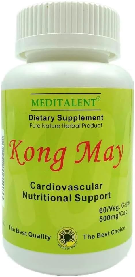Kong, Red Yeast Rice ile herbal Supplement, Natto Fermented Toz, Antrodia Mushrooms | Tüm Doğal Kartiovascular Genel Sağlık ve Well-Being - 60 Capsules by Meditalent