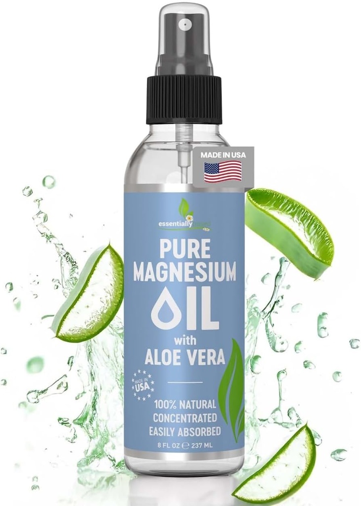 Kuru Vera 8oz ile Saf Magnezyum Yağı Kombine - Topical Magnezyum yapıştırıcısı - Daha Az Itchy -% 100 Organik Petrol - ABD'de Made in USA