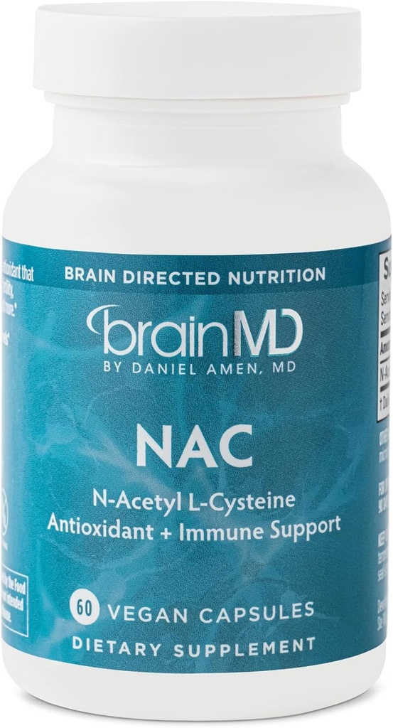 BRAINMD NAC - 60 Vegan Capsules - Antioksi + Immune Support - Gluten Free - 60 Servisler