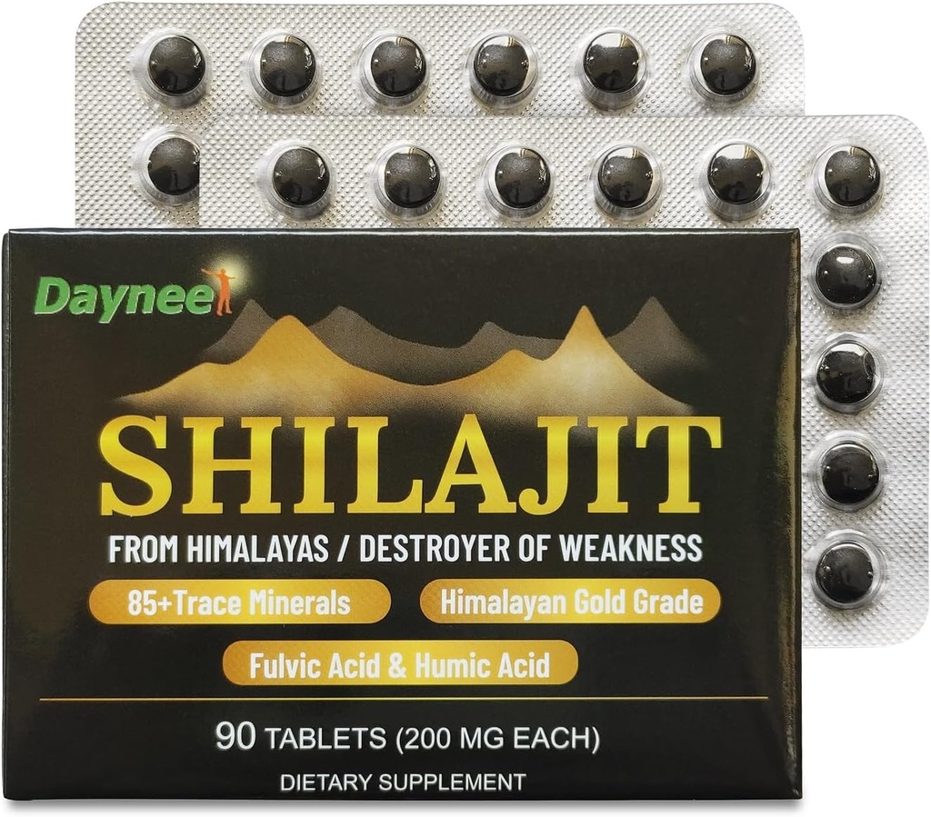 90 Shilajit Tabletleri, Himalaya Shilajit Organik Kuru Durgunlar (200 mg Her, 90 Günlük Supply) - Metabolism için Enerji ve Immune Destek