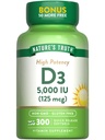 Doğanın Gerçek Vitamin D3 5000 IU (125 mcg) | 300 Softgels | Yüksek Potency D | Non-GMO ve Gluten Ücretsiz Supplement Supplement Supplement
