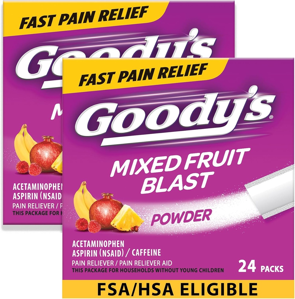 Goody's Extra Strength Headache Toz, Karma Meyve Blast Flavor Dissolve Packs, 24 Bireysel Paketler (2 Paket)