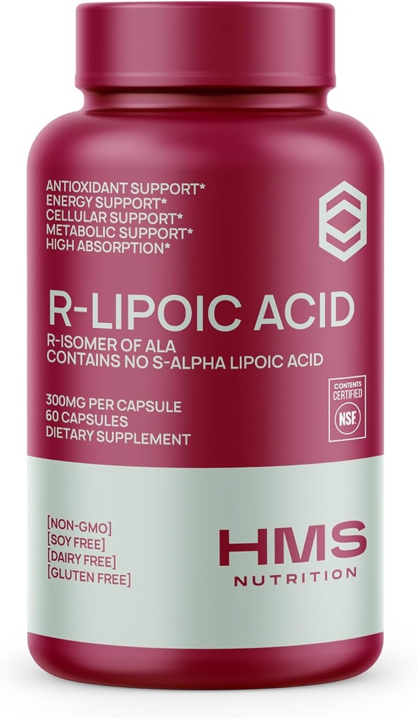 Σταθεροποιημένο R-Lipoic Acid 300mg ανά υπηρεσία, R Alpha Lipoic Acid ALA συμπλήρωμα Αντιοξειδωτικό για Nerve, Ενέργεια & Μεταβολισμός Υποστήριξη, NSF Πιστοποιημένα συμπληρώματα, μη GMO & Vegan, 60 κάψουλες, 2 Μήνες προσφοράς