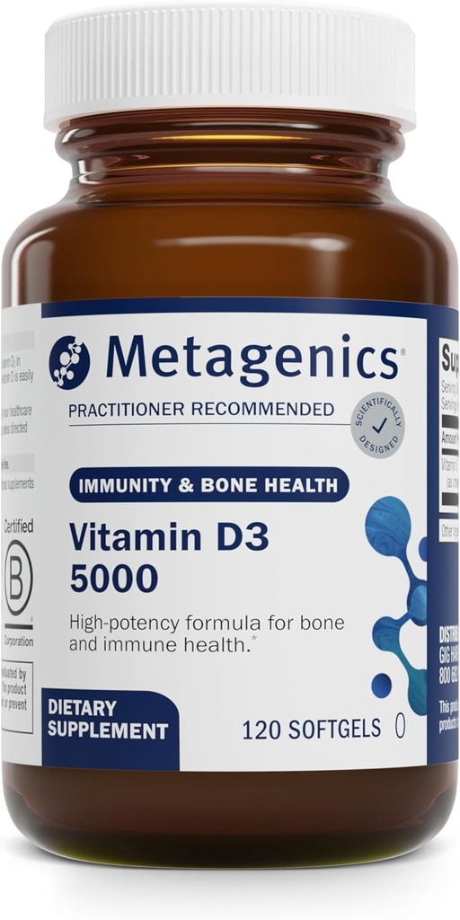 Metagenics Vitamin D3 5000 - Immune Support, Bone Health & Heart Health* - Yüksek Potency D - Non-GMO - Gluten-Free