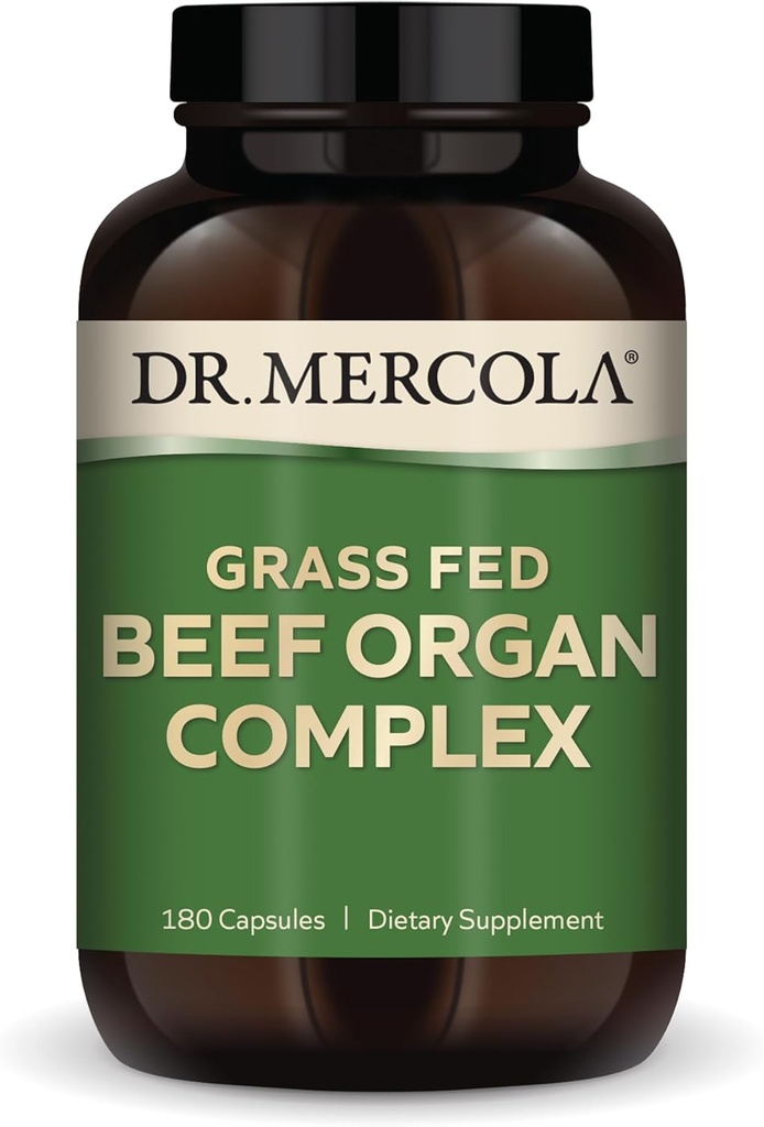 Dr. Mercola Grass Fed Beef Organ Complex, 30 Υπηρεσίες (180 κάψουλες), Συμπλήρωμα διατροφής, Υποστηρίζει τις λειτουργίες ανοσοποίησης και κυκλοφορίας, μη ΓΤΟ