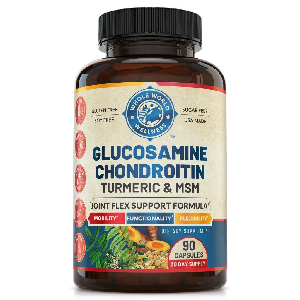 Glucosamine Chondroitin MSM Turmeric Boswelia ile Gelişmiş Ortak Destek Supplement. Destekler Inflammatory Response, Discomfort Relief for Dizs Hands Back & Commons. NSF sertifikalı, ABD 90 Kont.