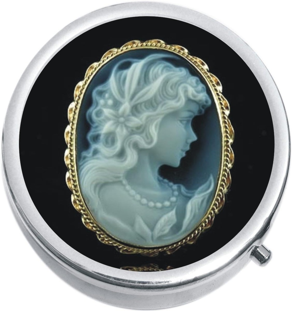 NewCharms Black ve White Cameo Medicine 3Compartment Pill Box