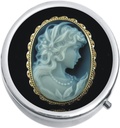 NewCharms Black ve White Cameo Medicine 3Compartment Pill Box