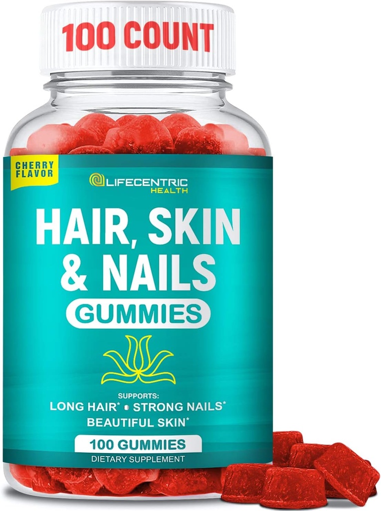 Saç Ciltleri ve Çiçekler Yüksek Potency Biotin 5000mcg | Kadınlar Erkekler ve Çocuklar için Saç Vitaminleri | Gluten Free Hair Nail ve Skin Vitaminleri Plus Biotin Gummies for Hair Growth Biotin 5000