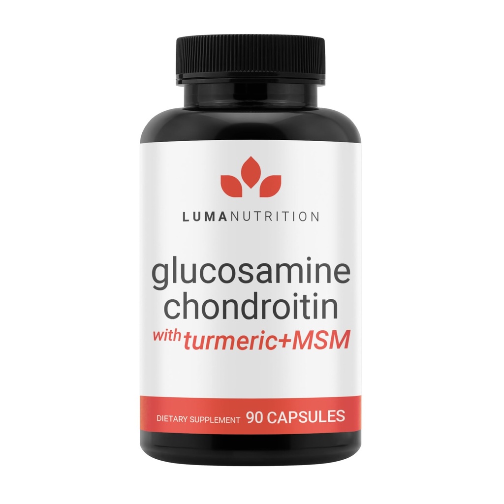 Luma Beslenme Glucosamine Chondroitin MSM - Turmeric, Boswellia - Premium Supplement - Erkekler ve Kadınlar için - Ortak Tamam - 90 Capsules