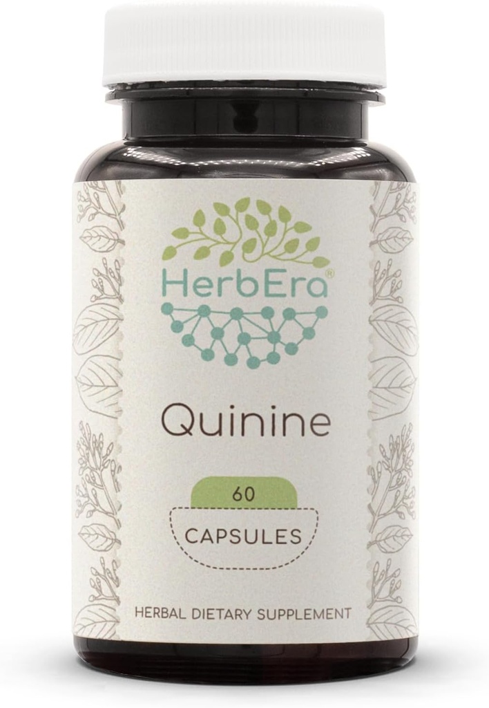 HerbEra Quinine 60 Capsules, 1000 mg, Wildcrafted Quinine (Cinchona officinalis) Dried Bark (60 Capsules)