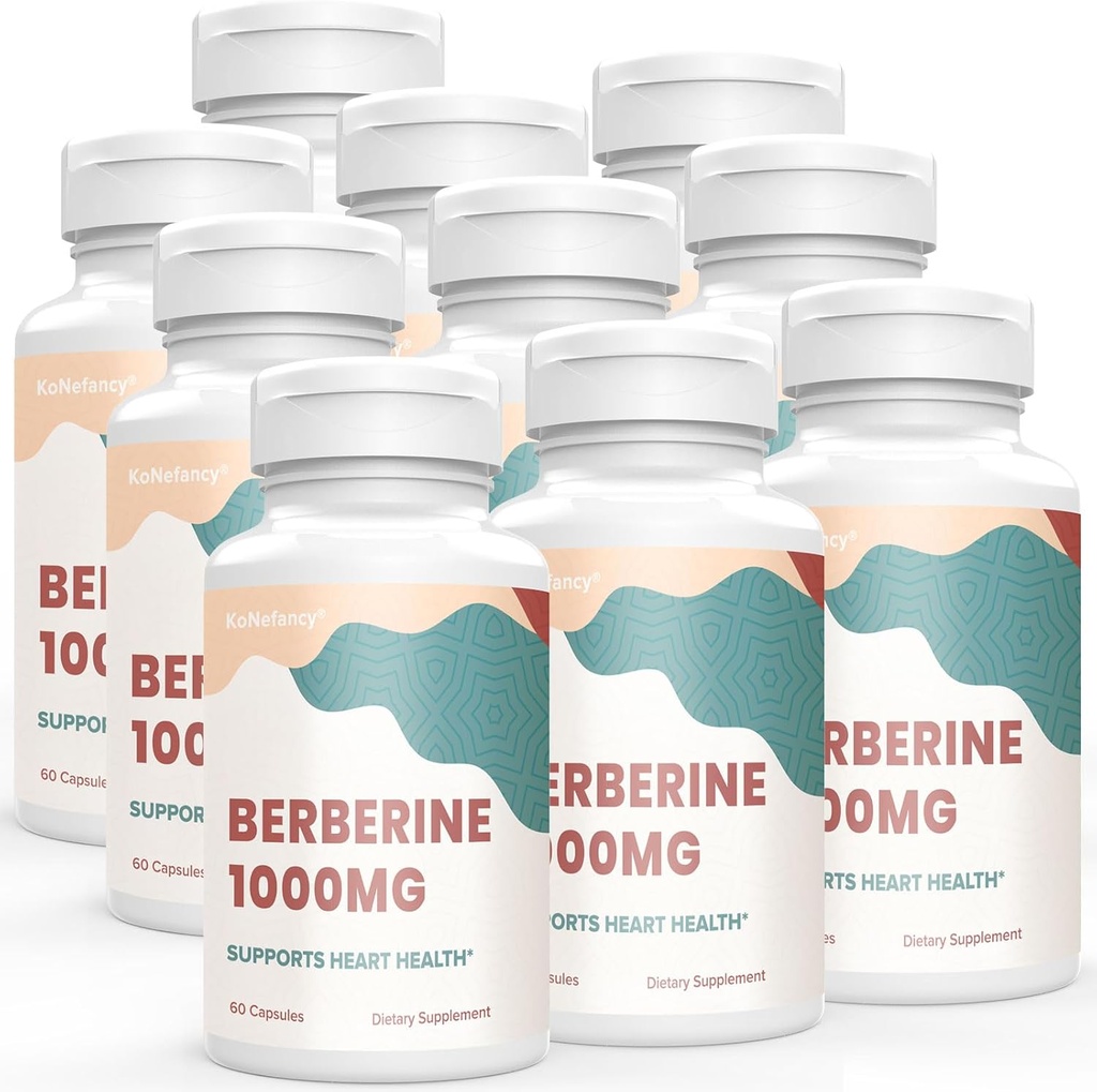 Berberine Supplement 1000 mg, High Abxia Berberine HCL Plus Vegan Capsules with Silymarin Herbal Kompleksi Formula, 60 Kont (Paketi 10)