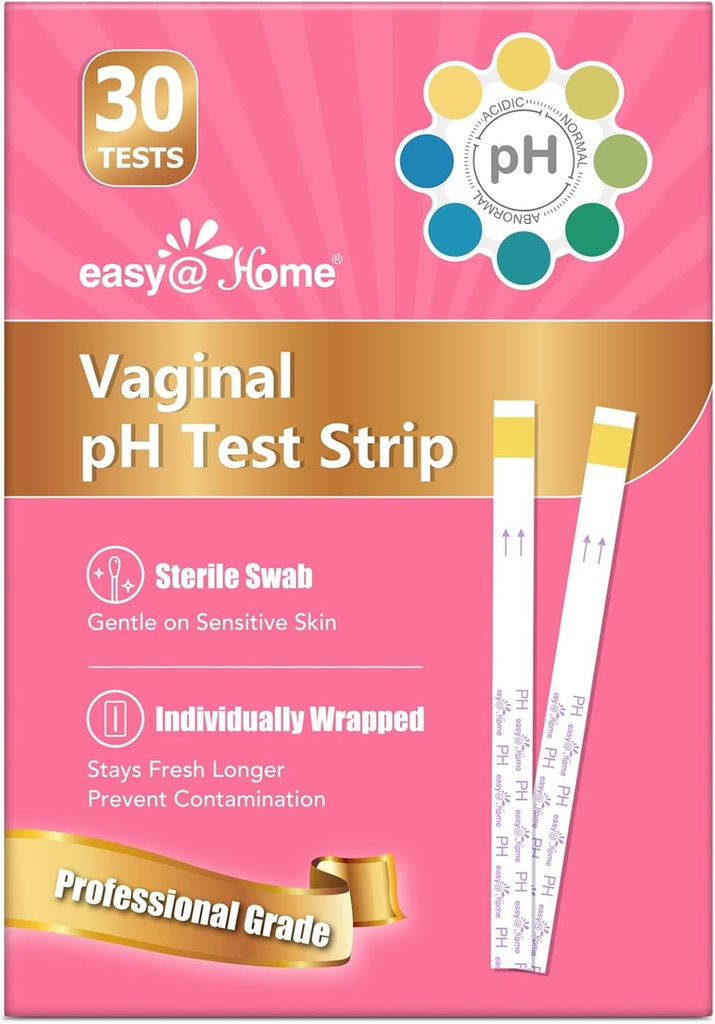 Easy@Home Vaginal pH Testi - 30 Strips | BV Test Kit in Home for Women | Yeast Enfeksiyon Testi + pH Dengesi Kadınlar için