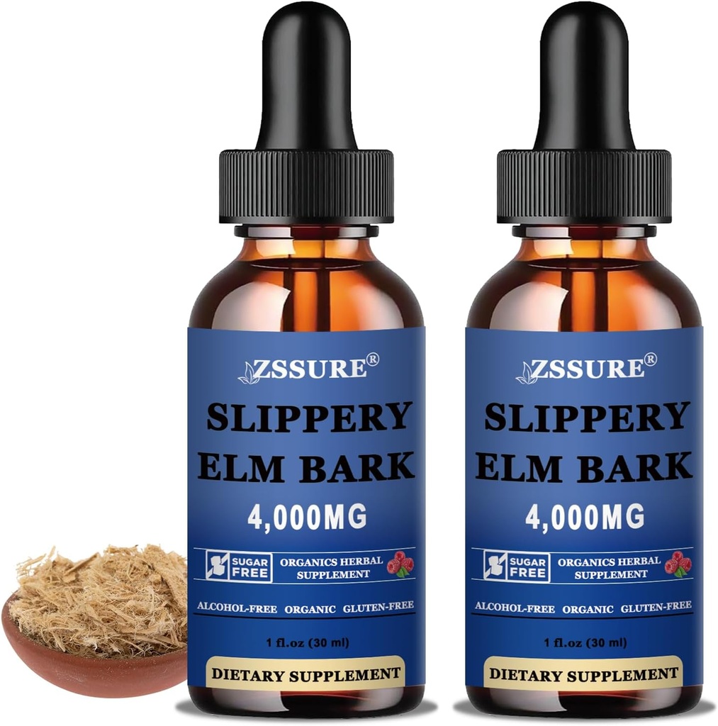 Organik Terpery Elm Liquid Drops (2 Pack) - Digestive Health, Vegan, Alkol & Sugar-Free, Natural Antioksi, Fast Abxia, Non-GMO Supplement
