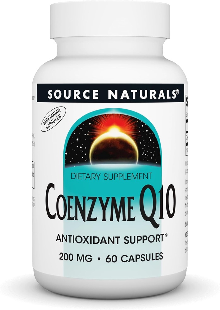 Source Naturals Coenzyme Q10 Antioxy Support 200 mg for Heart, Brain, Immunity, & Liver Support - 60 Vegetarian Capsules
