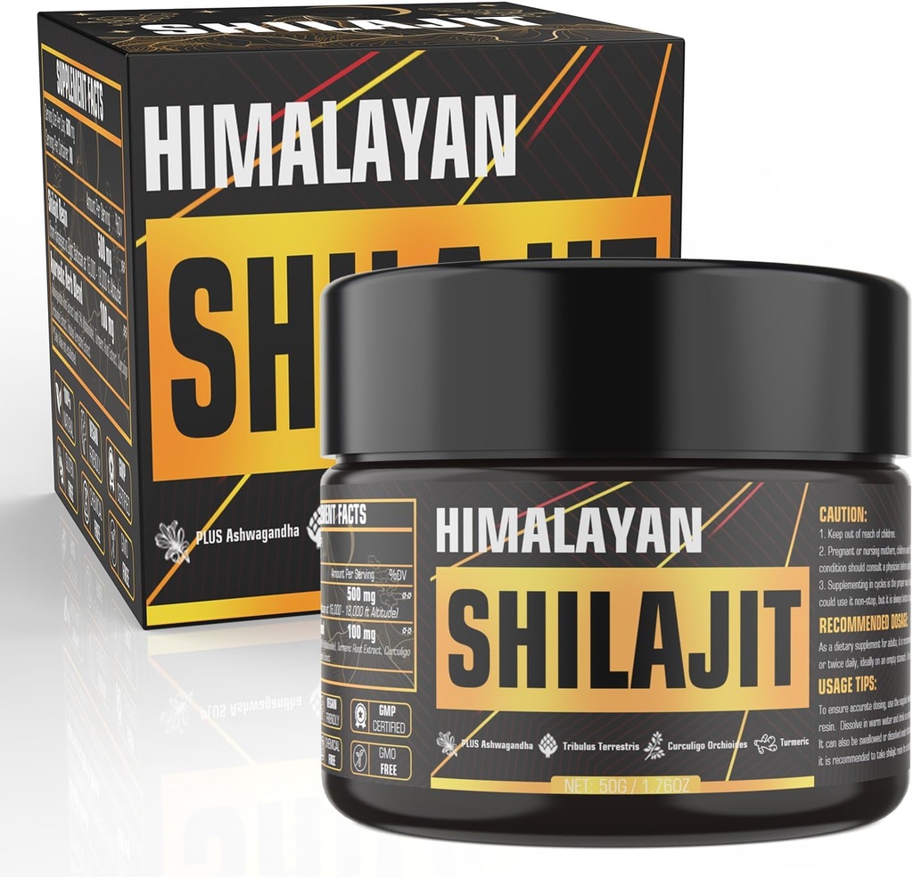 Shilajit Pure Himalaya Organik Temizlik, 600 mg Doğal Organik Şilajit 85+ Trace Minerals Golden Grade Shilajit Supplement, Erkekler için Shilajit