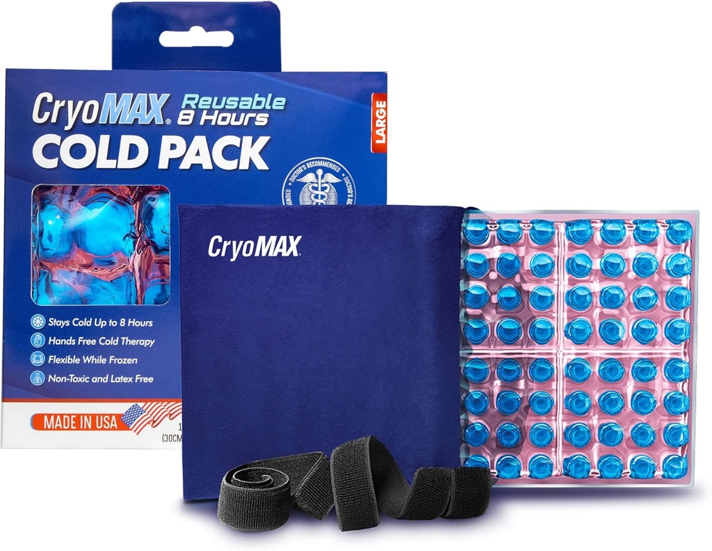 AğoMAX Cold Pack, Reusable, Latex Free, 8 Hour Cold Therapy, Large, 12" x 12" (1 Count)