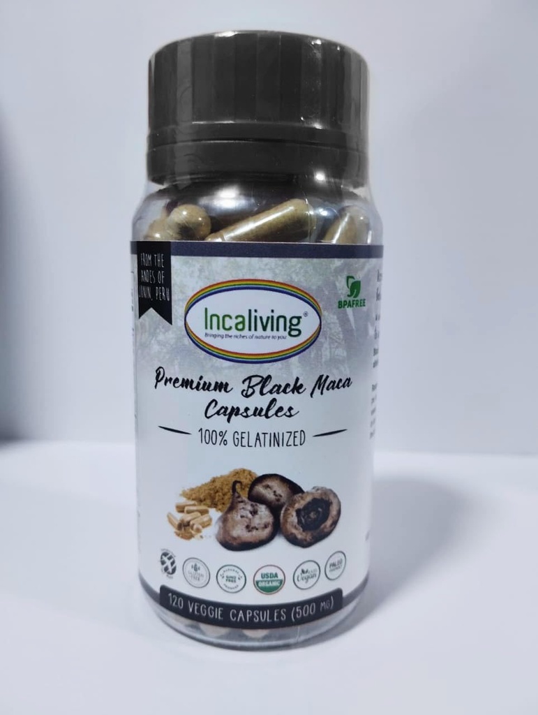 Proaliving- Premium Black maca Veggie 120ct.100 Peru'dan Organik Kimlik maca: Gluten Free Non GMO, Sabahlarda Bir Çalışma veya Erkenden Sonra Alın.