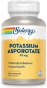 Solaray Potassium Asporotate Chelated Supplement, Electrolyte Balance & Heart Health Support, 100 Servings, 100 Capsules