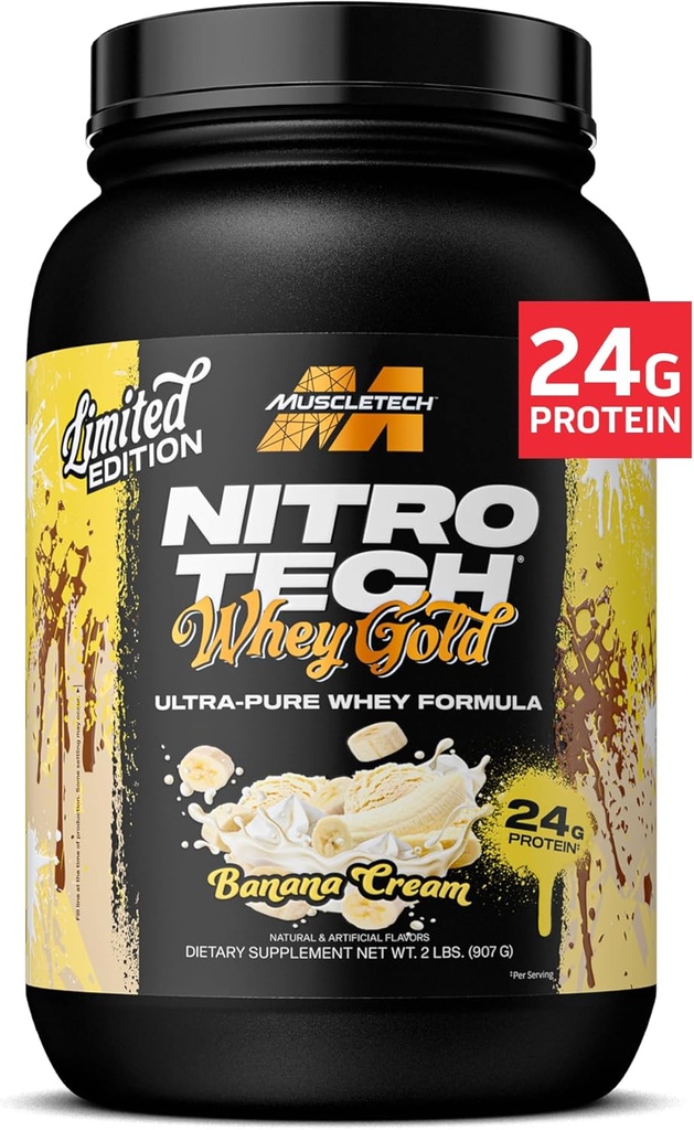 KasTech Whey protein Tozu (Banana Cream, 2LB) - Lean Muscle & Fast Recovery için Smoothie Mix for Lean Muscle & Fast Recovery - 24g of Whey Gold protein for Women & Men - Gluten-Free Free