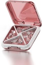 Küçük Pill Box Sualtı Seyahat Pill Case Portable Daily Pill Konteyner Pill Holder for Purse 4 Karşılaştırmalı Pocket Compact Medicine Organizer for Fish Oils,Supplements,Medication (Pink)