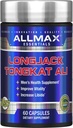 ALLMAX Απαραίτητα LongJack Tongkat Ali - 60 κάψουλες - Συμπλήρωμα για την υγεία των ανδρών - Βελτιώνει τη ζωτικότητα - 60 εξυπηρετεί