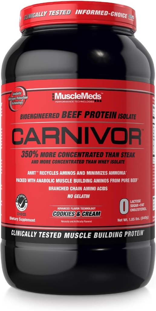 KasMeds Carnivor Hydrolyzed Beef Protein Isolate, 28 Hizmet, Çerezler ve krem,1.85lbs