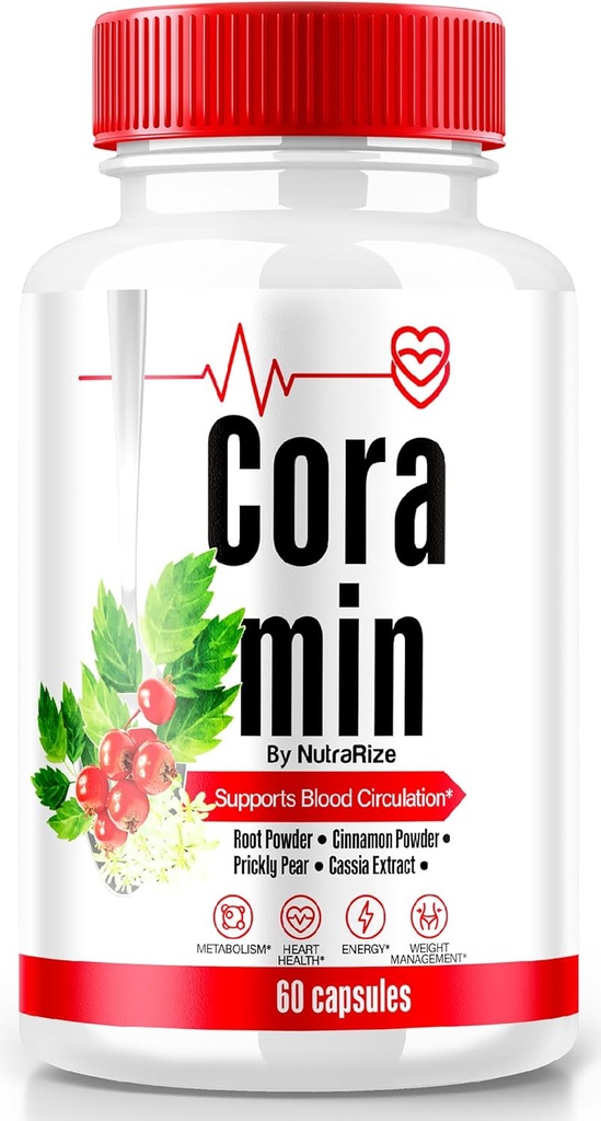 NutraRize Coramin Capsules, All-Doğal Formula Sağlıklı Seviyeler, Maksimum Güçlü Tamam, Premium Kan Akış Desteği, Resmi Vitamin Pilleri, Cora min Capsulas Yorumları (60 Capsules)