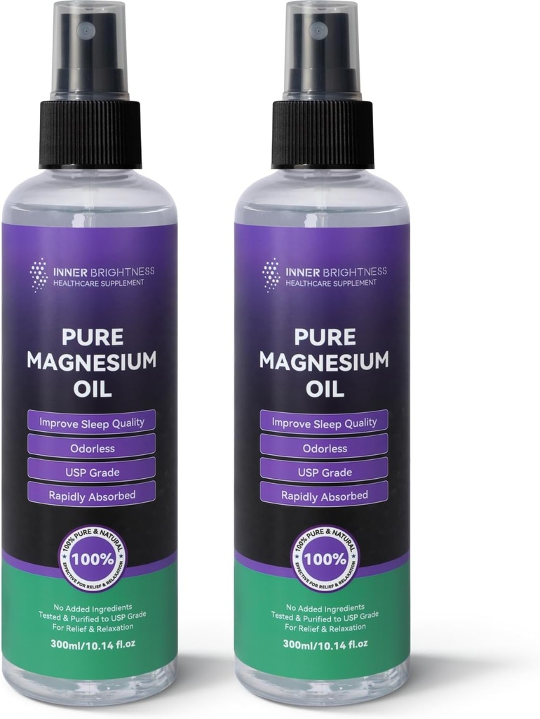 Lavender Magnezyum Yağı, Ayaklar için Magnezyum Yağı - Büyük 10oz, 100% Doğal & Saf, Tam-Body Wellness, Kas, Hair & Skin Health - USP Grade - 2 Pack