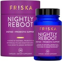 FRISKA Gece Reboot Enzyme ve Probiyotiks Supplement, Daha İyi Digestion ve Sleep, Erkekler ve Kadınlar için Gut Health, Melatonin, Chamomile, 30 Capsules