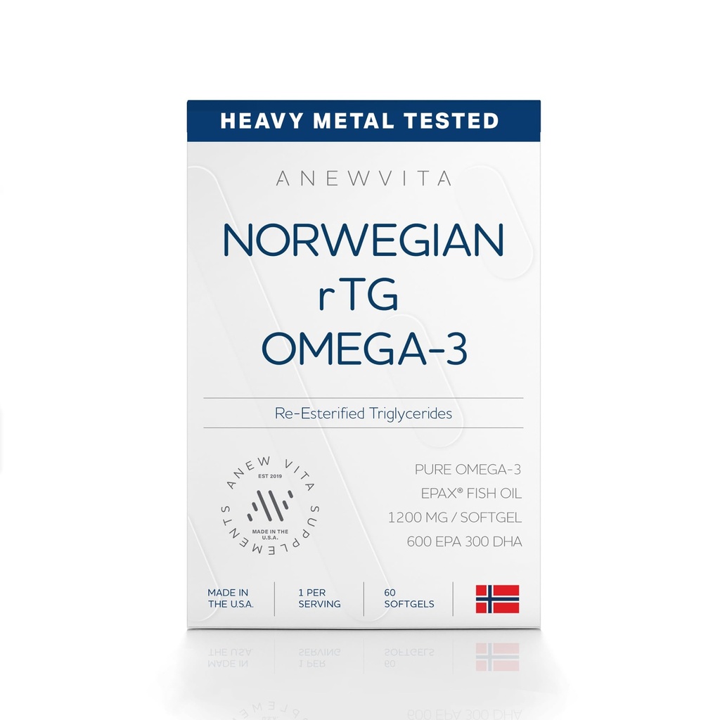 Norveçli rTG Omega 3 Fish Oil for Brain & Heart Boost, Triglyceride Fish Oil Omega 3 Supplements, 300 DHA 600 EPA Omega 3 Softgels Essential Fatty Acids for Eyes, Skin & Commons, 1200 mg, 60 Servisler