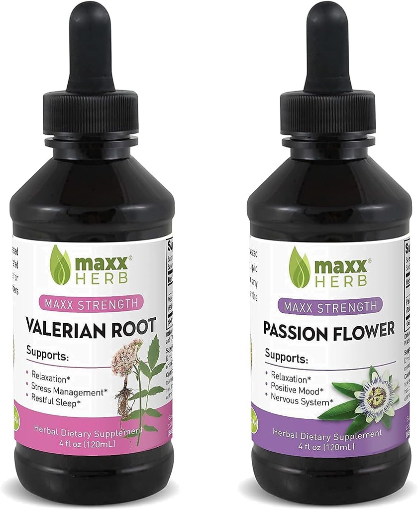 Better Sleep Sche - Maxx Herb Passion Flower Extract + Valerian Root Extract - for Relaxation and Stress Management, Alkol Özgür - (1 Her) 4 Oz Şişe (60 Hizmet)