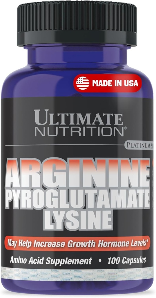 Erkekler ve Kadınlar için Ultimate Beslenme L-Arginine Supplements - Aginine, Pyroglutamate & Lysine - Destek GH, Nitrik Çimento Prodüksiyon & Optimal Kan Akışı - 100 Capsules