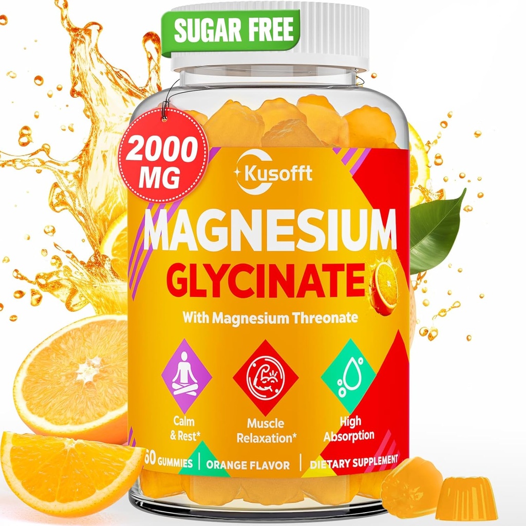 Magnezyum Glycinate Gummies 1500 mg - Kadınlar ve Erkekler için Sugar Free Magnezyum Gummies, L-Theanine, Ashwaganha, Enerji için Geri* & Kas, Raf Stable,60 Magnezyum Gummies for Kids & Men
