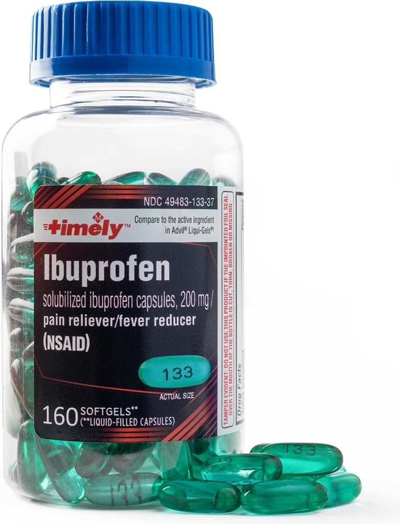 TIME-CAP LABS, INC. Zamanlı Ibuprofen 200 mg - 160 Sıvı Softgels - Ağrı Yardımı Yumuşakgels ve Ateş Tespiti - Baş Ağrısı, Erkeklerstrual Pain, Tooth Aches Muscular Aches & Arthritis Ağrısı