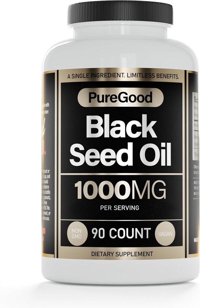 Black Seed Oil Capsules, 500 Mg, Cold Pressed High Potency Digestive Aid, 90 Count 100% Non GMO Pure Black Cumin Tohum Yağ Kapsülleri
