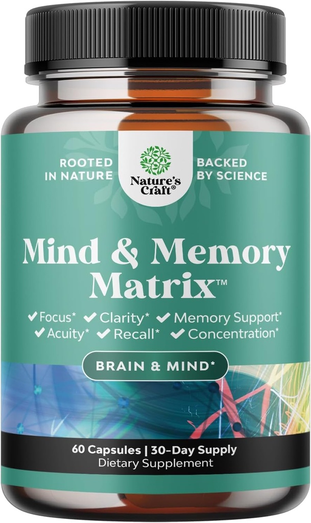 Memory ve Focus için Gelişmiş Beyin Tamamı - Nootropics Brain Support Supplement with Memory and Focus Vitamins for Yetişkinler of All Ages - for Brain Fogty Energy and Recall