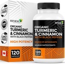 Renew Actives Organic Turmeric 474MG & Cinnamon 50MG ανά 2 κάψουλες – με Κουρκουμίνη & BioPerine για Απορρόφηση – Υποστηρίζει Μεταβολισμό, Κοινή Υγεία & Πέψη – Κατασκευασμένο στον Καναδά – 120 κάψουλες