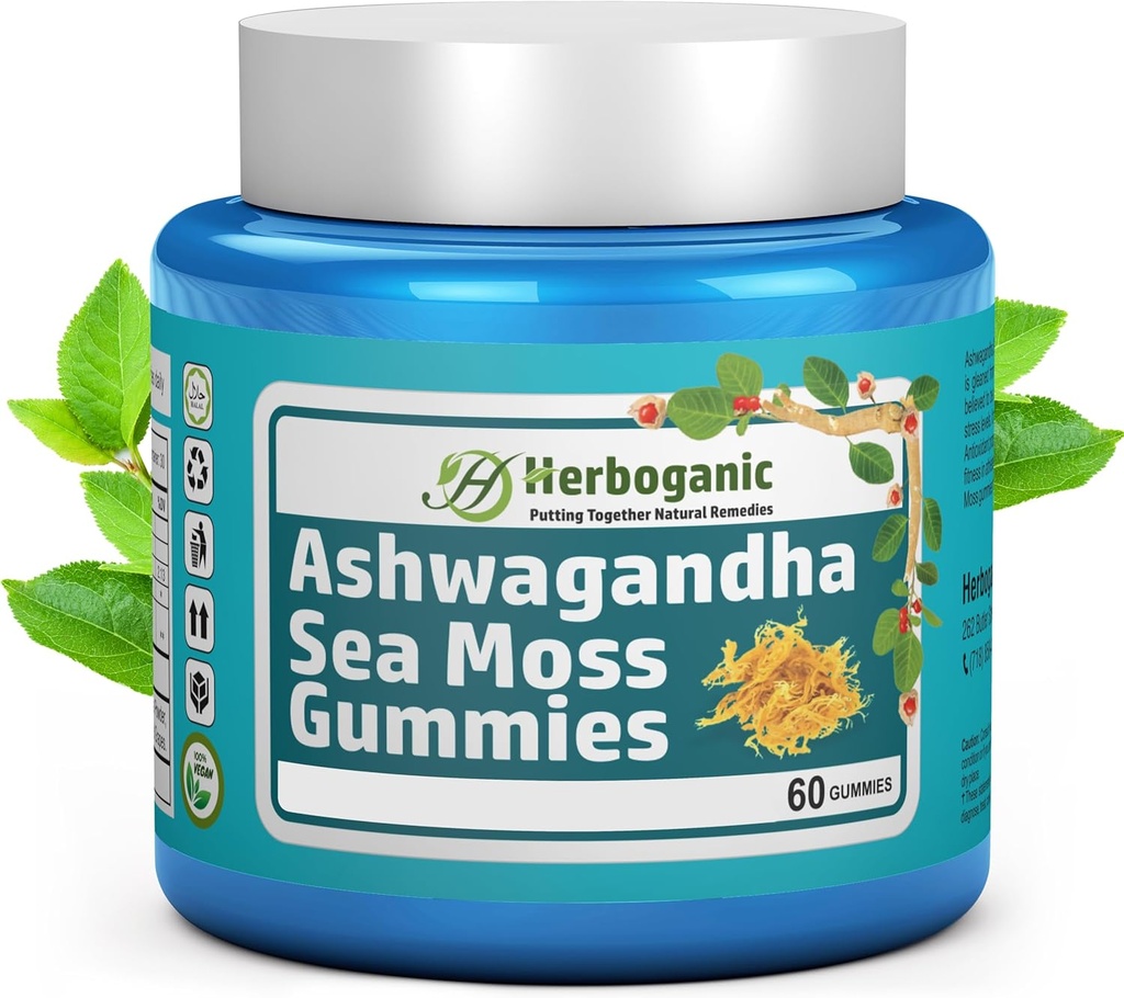 HERBOGANIC Ashwagandha Sea Moss Gummies - 60 Kont