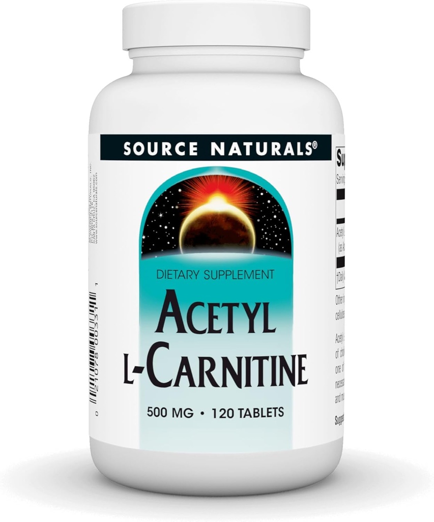Source Naturals Acetyl L-Carnitine 500 Mg Tablet, 120 Kont