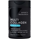 Sports Research® Multi Collagen Pells for Women & Men - Collagen Peptides (Type I, II, III, V, X) Ενισχυμένο με Υαλουρονικό Οξύ & Βιταμίνη C - Χωρίς γλουτένη - · Μη ΓΤΟ - 90 Κάψουλες